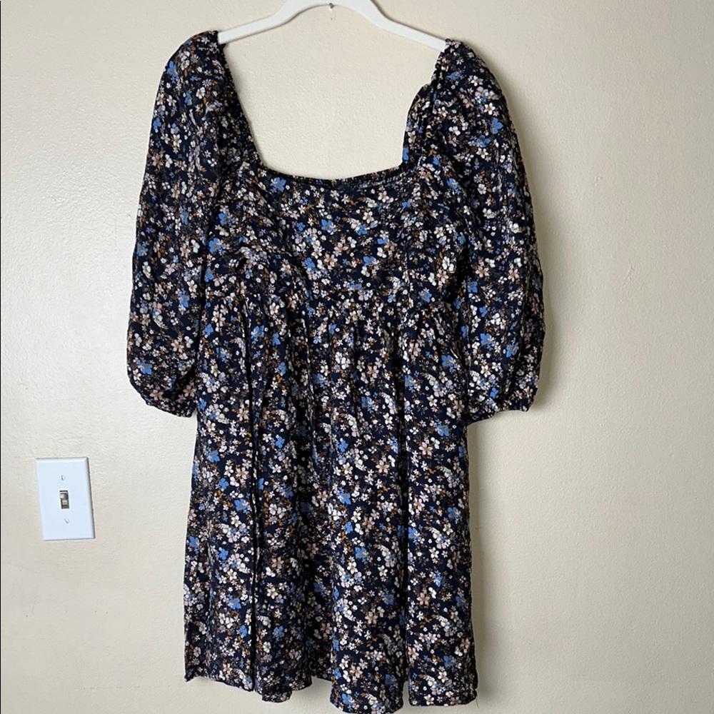 Lily Rose Long Sleeve Floral Dress - Black and Blue